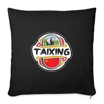 Taixing China Flag Badge Souvenir de voyage - Housse de coussin décorative 45 x 45 cm - noir - Devant