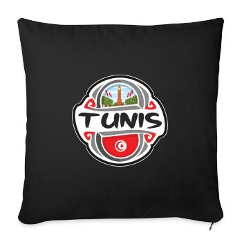 Tunis Tunisie Drapeau Badge Voyage Souvenir Timbre - Housse de coussin décorative 45 x 45 cm - noir - Devant