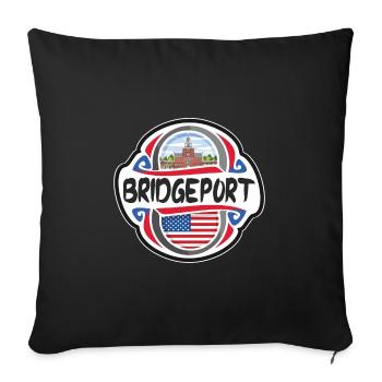Bridgeport USA Drapeau des États-Unis Souvenir de voyage - Housse de coussin décorative 45 x 45 cm - noir - Devant