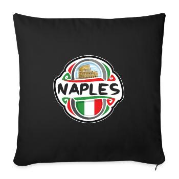 Naples Italy Flag Badge Travel Souvenir Stamp - Sofa pillowcase 17,3'' x 17,3'' (45 x 45 cm) - black - Front