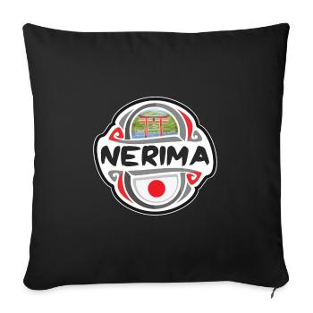 Nerima Japan Flag Badge Travel Souvenir Stamp - Sofa pillowcase 17,3'' x 17,3'' (45 x 45 cm) - black - Front
