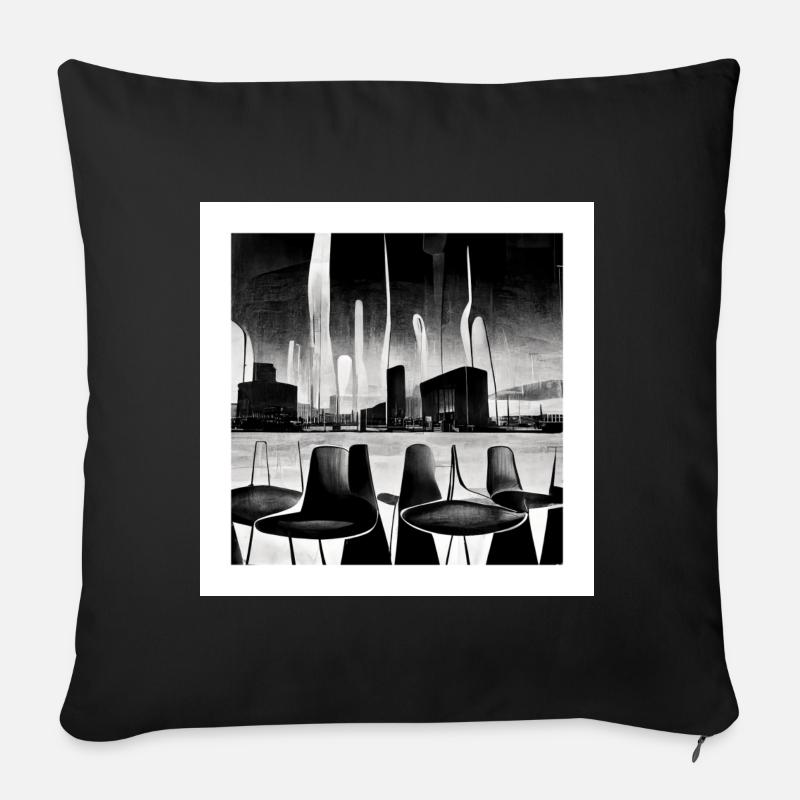 futuristische Stadtszene im fifties style - Poster - Sofakissenbezug 45 x 45 cm - Schwarz