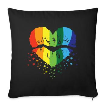 Rainbow LGBT Gay Lesbian T-Shirt - Housse de coussin décorative 45 x 45 cm - noir - Devant