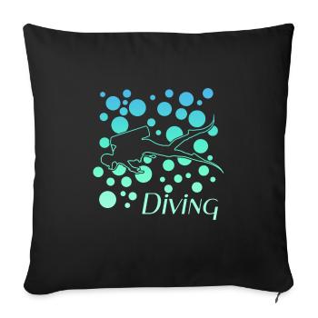 diving tauchen - Sofakissenbezug 45 x 45 cm - Schwarz - Vorne