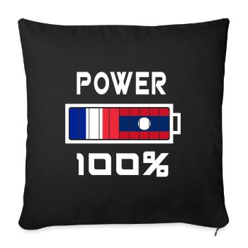 Power 100% France et Laos - Housse de coussin décorative 45 x 45 cm - noir - Devant
