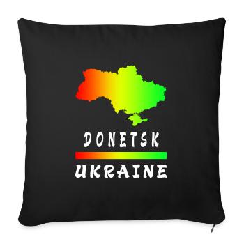 Donetsk Ukraine Regenbogen Design - Sofakissenbezug 45 x 45 cm - Schwarz - Vorne