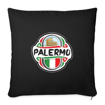 Palermo Italy Flag Badge Travel Souvenir Stamp - Sofa pillowcase 17,3'' x 17,3'' (45 x 45 cm) - black - Front