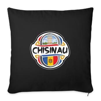Chisinau Moldova Flag Badge Travel Souvenir Stamp - Sofa pillowcase 17,3'' x 17,3'' (45 x 45 cm) - black - Front
