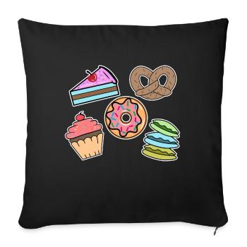 Sweets Snacking Cake Cookies Cupcake Donut - Sofa pillowcase 17,3'' x 17,3'' (45 x 45 cm) - black - Front