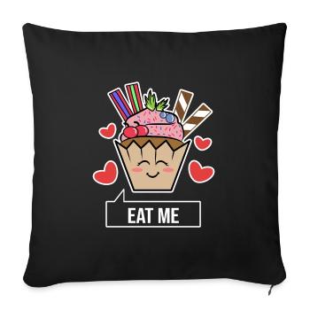 Sweets Sweet Tooth Statement Délicieux Cupcake - Housse de coussin décorative 45 x 45 cm - noir - Devant