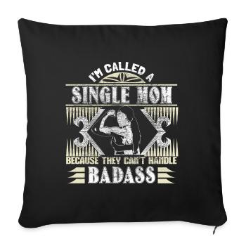 Idée cadeau mère célibataire fille - Housse de coussin décorative 45 x 45 cm - noir - Devant