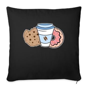 Süßigkeiten Kekse Donut Lecker Naschen Nachspeise - Sofakissenbezug 45 x 45 cm - Schwarz - Vorne