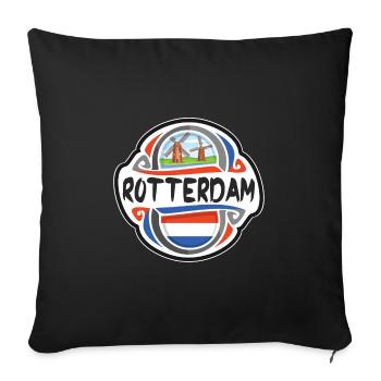 Rotterdam Netherlands Flag Travel Souvenir Badge S - Sofa pillowcase 17,3'' x 17,3'' (45 x 45 cm) - black - Front