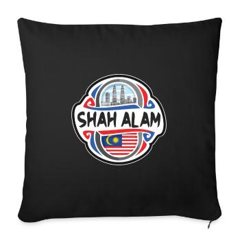 Shah Alam Malaisie Drapeau Voyage Souvenir Badge Stam - Housse de coussin décorative 45 x 45 cm - noir - Devant