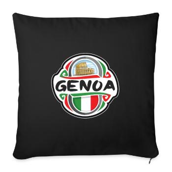 Gênes Italie Drapeau Badge Voyage Souvenir Timbre - Housse de coussin décorative 45 x 45 cm - noir - Devant