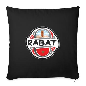 Rabat Maroc Drapeau Badge Voyage Souvenir Timbre - Housse de coussin décorative 45 x 45 cm - noir - Devant