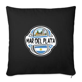 Mar del Plata Argentine Drapeau Voyage Souvenir Badge - Housse de coussin décorative 45 x 45 cm - noir - Devant