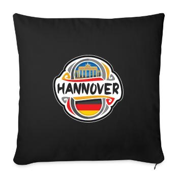 Hanovre Allemagne Drapeau Badge Voyage Souvenir Timbre - Housse de coussin décorative 45 x 45 cm - noir - Devant