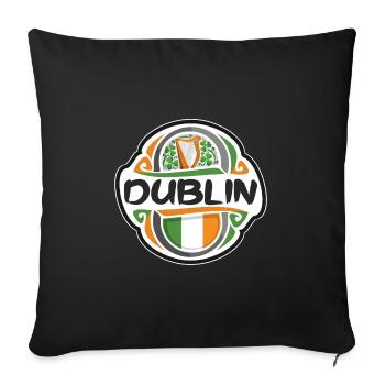 Dublin Ireland Flag Badge Travel Souvenir Stamp - Sofa pillowcase 17,3'' x 17,3'' (45 x 45 cm) - black - Front