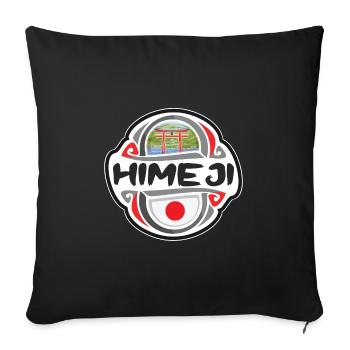 Himeji Japon Drapeau Badge Souvenir de Voyage Timbre - Housse de coussin décorative 45 x 45 cm - noir - Devant