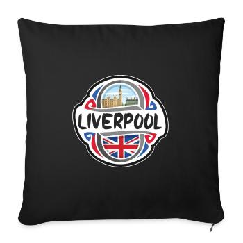 Liverpool UK United Kingdom Flag Travel Souvenir B - Sofa pillowcase 17,3'' x 17,3'' (45 x 45 cm) - black - Front