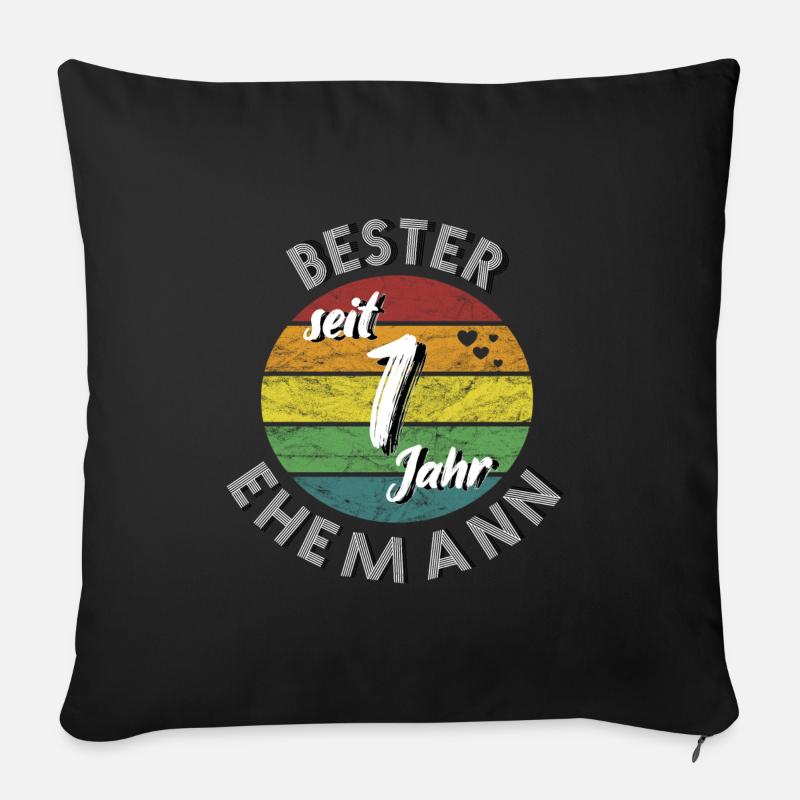 bester Ehemann seit 1 Jahr 1. Hochzeitstag retro - Sofakissenbezug 45 x 45 cm - Schwarz