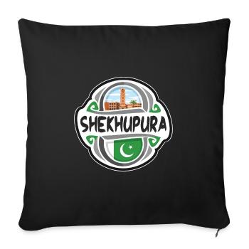 Shekhupura Pakistan Drapeau Voyage Souvenir Badge Sta - Housse de coussin décorative 45 x 45 cm - noir - Devant