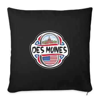 Des Moines USA Drapeau des États-Unis Souvenir de voyage - Housse de coussin décorative 45 x 45 cm - noir - Devant