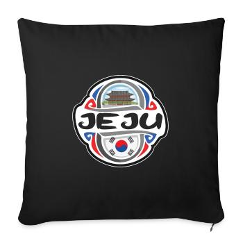 Jeju Südkorea Flagge Abzeichen Reise Souvenir Briefmarke - Sofakissenbezug 45 x 45 cm - Schwarz - Vorne