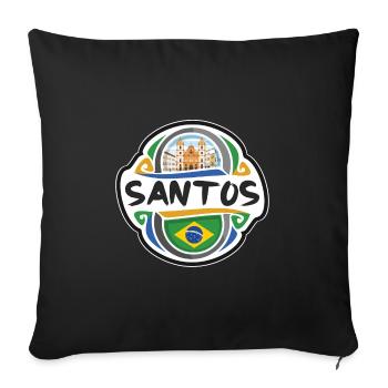 Santos Brasilien Flagge Abzeichen Reise Souvenir Briefmarke - Sofakissenbezug 45 x 45 cm - Schwarz - Vorne