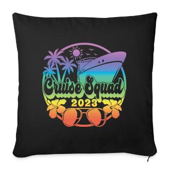 Cruise Squad 2023 Croisière Famille Amis Vacances - Housse de coussin décorative 45 x 45 cm - noir - Devant