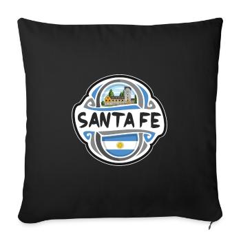 Santa Fe Argentine Drapeau Voyage Souvenir Badge Stam - Housse de coussin décorative 45 x 45 cm - noir - Devant