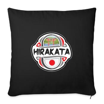 Hirakata Japon Drapeau Badge Voyage Souvenir Timbre - Housse de coussin décorative 45 x 45 cm - noir - Devant