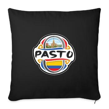 Pasto Colombie Drapeau Badge Voyage Souvenir Timbre - Housse de coussin décorative 45 x 45 cm - noir - Devant