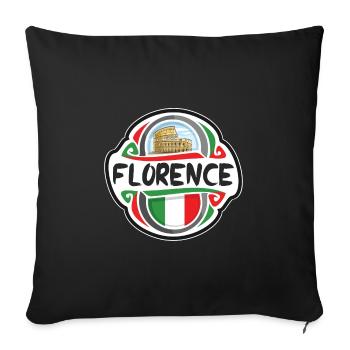 Florence Italie Drapeau Badge Voyage Souvenir Timbre - Housse de coussin décorative 45 x 45 cm - noir - Devant