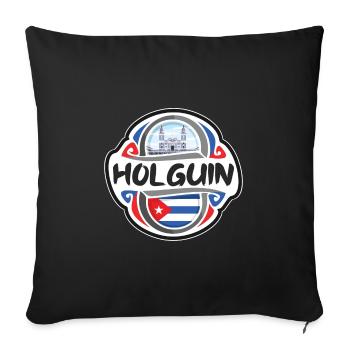 Holguin Cuba Flag Badge Travel Souvenir Stamp - Sofa pillowcase 17,3'' x 17,3'' (45 x 45 cm) - black - Front