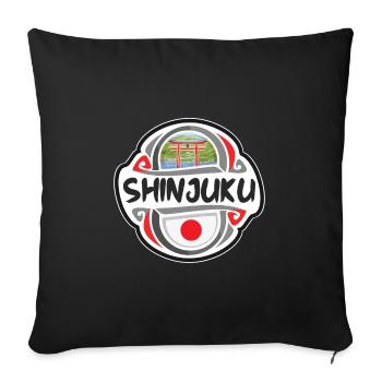 Shinjuku Japon Drapeau Badge Voyage Souvenir Timbre - Housse de coussin décorative 45 x 45 cm - noir - Devant