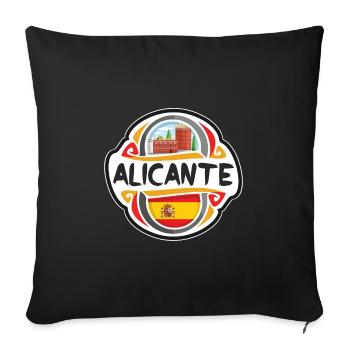 Alicante Espagne Drapeau Badge Voyage Souvenir Timbre - Housse de coussin décorative 45 x 45 cm - noir - Devant