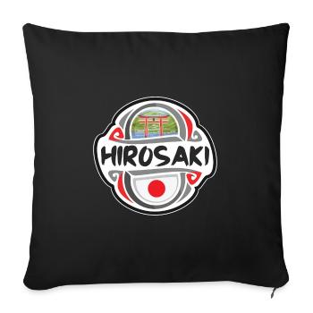 Hirosaki Japon Drapeau Badge Souvenir de Voyage Timbre - Housse de coussin décorative 45 x 45 cm - noir - Devant