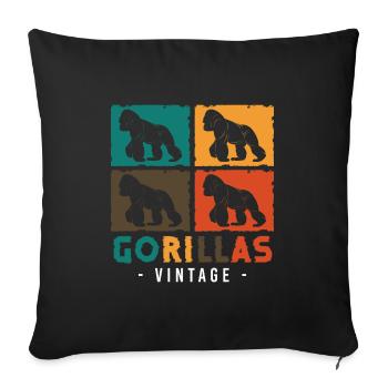Monkey Training Silberrücken Zoo - Sofakissenbezug 45 x 45 cm - Schwarz - Vorne