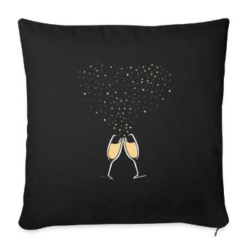 Sparkling Prosecco - Sparkling wine - Motif to toast - Sofa pillowcase 17,3'' x 17,3'' (45 x 45 cm) - black - Front