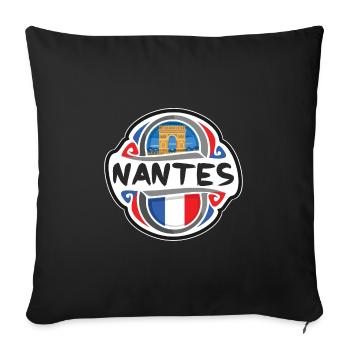 Nantes France Flag Badge Travel Souvenir Stamp - Sofa pillowcase 17,3'' x 17,3'' (45 x 45 cm) - black - Front