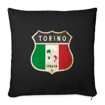 Turin Italy Coat of Arms Flags Design - Sofa pillowcase 17,3'' x 17,3'' (45 x 45 cm) - black - Front