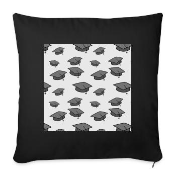 Motifs de chapeau de graduation - Rentrée scolaire - Housse de coussin décorative 45 x 45 cm - noir - Devant