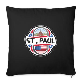 St. Paul USA Drapeau des États-Unis Souvenir de voyage Ba - Housse de coussin décorative 45 x 45 cm - noir - Devant