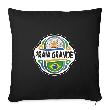 Praia Grande Brésil Drapeau Voyage Souvenir Badge Sta - Housse de coussin décorative 45 x 45 cm - noir - Devant
