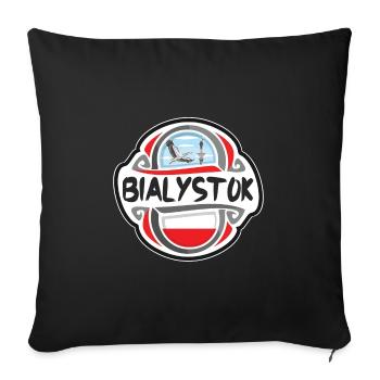 Bialystok Pologne Drapeau Badge Voyage Souvenir Timbre - Housse de coussin décorative 45 x 45 cm - noir - Devant