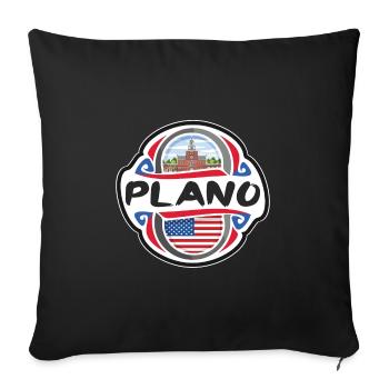 Plano USA Vereinigte Staaten Flagge Reise Souvenir Abzeichen - Sofakissenbezug 45 x 45 cm - Schwarz - Vorne