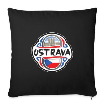 Ostrava Czechia Flag Badge Travel Souvenir Stamp - Sofa pillowcase 17,3'' x 17,3'' (45 x 45 cm) - black - Front