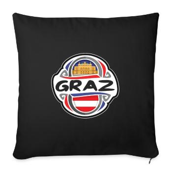 Graz Austria Flag Badge Travel Souvenir Stamp - Sofa pillowcase 17,3'' x 17,3'' (45 x 45 cm) - black - Front